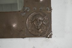 An Art Nouveau Heavy Gage Copper Wall Mirror with Art Nouveau Female Faces to Each Corner - Thumbnail 3