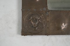 An Art Nouveau Heavy Gage Copper Wall Mirror with Art Nouveau Female Faces to Each Corner - Thumbnail 9