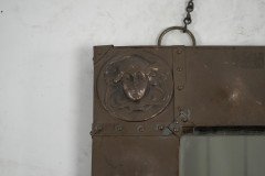 An Art Nouveau Heavy Gage Copper Wall Mirror with Art Nouveau Female Faces to Each Corner - Thumbnail 4
