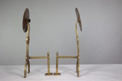Thomas Jeckyll Attri. a Pair of Anglo- Japanese Brass Fire Dogs with Love Birds - Thumbnail 3