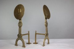 Thomas Jeckyll Attri. a Pair of Anglo- Japanese Brass Fire Dogs with Love Birds - Thumbnail 4