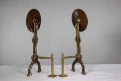 Thomas Jeckyll Attri. a Pair of Anglo- Japanese Brass Fire Dogs with Love Birds - Thumbnail 5