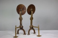 Thomas Jeckyll Attri. a Pair of Anglo- Japanese Brass Fire Dogs with Love Birds - Thumbnail 6