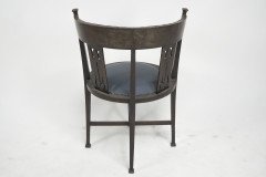 An Arts and Crafts Mahogany Tub Chair with Stylized Floral Cut Outs - Thumbnail 4