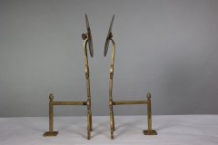 Thomas Jeckyll Attri. a Pair of Anglo- Japanese Brass Fire Dogs with Love Birds - Thumbnail 7