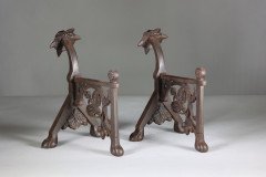 Dr C Dresser (style Of). a Pair of Arts and Crafts Cast Iron Fire Dogs - Thumbnail 4