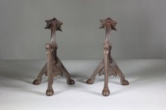 Dr C Dresser (style Of). a Pair of Arts and Crafts Cast Iron Fire Dogs - Thumbnail 5