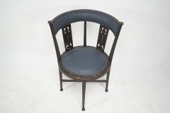 An Arts and Crafts Mahogany Tub Chair with Stylized Floral Cut Outs - Thumbnail 6