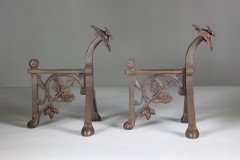 Pair of Arts and Crafts Cast Iron Fire Dogs in the Style of Dr C. Dresser - Thumbnail 7