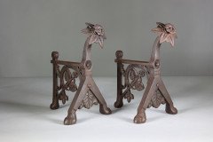 Dr C Dresser (style Of). a Pair of Arts and Crafts Cast Iron Fire Dogs - Thumbnail 8