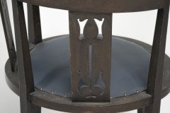 Arts & Crafts Mahogany Tub Chair with Stylised Floral Cut-Outs c.1900 - Thumbnail 9