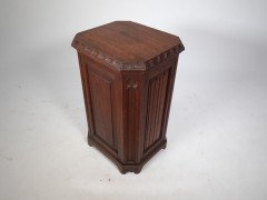 A. W. N Pugin Style of a Gothic Revival Oak Coal Purdonium with Linenfold Carving - Thumbnail 7