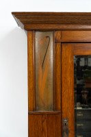 Baillie Scott Style of, Arts & Crafts Oak Armoire Wardrobe with Daffodil Inlays - Thumbnail 2