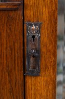 Baillie Scott Style of, Arts & Crafts Oak Armoire Wardrobe with Daffodil Inlays - Thumbnail 4