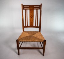 Liberty and Co, Arts & Crafts Nursing or Bedroom Chair with Inlaid Heart Details - Thumbnail 2