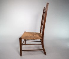 Liberty and Co, Arts & Crafts Nursing or Bedroom Chair with Inlaid Heart Details - Thumbnail 3