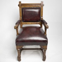 John Pollard Seddon for Seddon and Co. a Gothic Revival Oak Armchair - Thumbnail 2