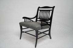 Pair of Anglo- Japanese Ebonized Open Armchairs. Attributed to Jas Shoolbred - Thumbnail 3