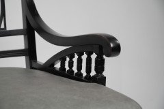 Pair of Anglo- Japanese Ebonized Open Armchairs. Attributed to Jas Shoolbred - Thumbnail 9