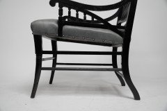 Pair of Anglo- Japanese Ebonized Open Armchairs. Attributed to Jas Shoolbred - Thumbnail 16
