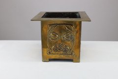 Margaret Gilmour Arts & Crafts Brass Planter with Stylized Rose & Floral Details - Thumbnail 4
