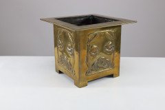 Margaret Gilmour Arts & Crafts Brass Planter with Stylized Rose & Floral Details - Thumbnail 5