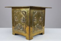 Margaret Gilmour Arts & Crafts Brass Planter with Stylized Rose & Floral Details - Thumbnail 6