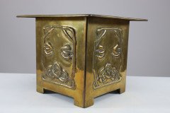Margaret Gilmour Arts & Crafts Brass Planter with Stylized Rose & Floral Details - Thumbnail 7