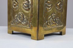 Margaret Gilmour Arts & Crafts Brass Planter with Stylized Rose & Floral Details - Thumbnail 8