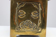 Margaret Gilmour Arts & Crafts Brass Planter with Stylized Rose & Floral Details - Thumbnail 10