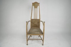 G M Ellwood for J S Henry. A Rare Satin Birch Arts and Crafts inlaid Armchair. - Thumbnail 2