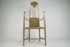 G M Ellwood for J S Henry. A Rare Satin Birch Arts and Crafts inlaid Armchair. - Thumbnail 3