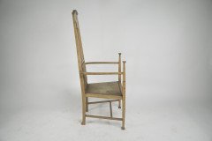 G M Ellwood for J S Henry. A Rare Satin Birch Arts and Crafts inlaid Armchair. - Thumbnail 4