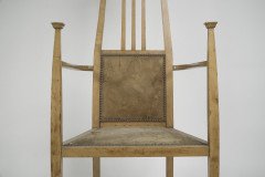 G M Ellwood for J S Henry. A Rare Satin Birch Arts and Crafts inlaid Armchair. - Thumbnail 8