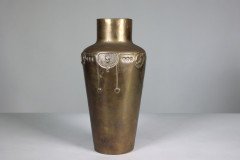 A Large Austrian Secessionist Hand Formed Brass Vase - Thumbnail 2