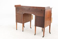 Waring and Gillow. an Arts and Crafts Bow Fronted Kneehole Twin Pedestal Desk - Thumbnail 9