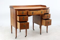 Waring and Gillow. an Arts and Crafts Bow Fronted Kneehole Twin Pedestal Desk - Thumbnail 11