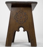 Liberty & Co. an Arts & Crafts Moorish Oak Stool with Embossed Leather Seat - Thumbnail 6
