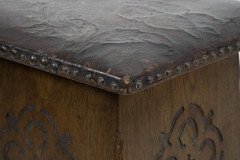 Liberty & Co. an Arts & Crafts Moorish Oak Stool with Embossed Leather Seat - Thumbnail 9