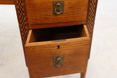 Waring and Gillow. an Arts and Crafts Bow Fronted Kneehole Twin Pedestal Desk - Thumbnail 20