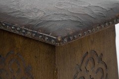 Liberty & Co. an Arts & Crafts Moorish Oak Stool with Embossed Leather Seat - Thumbnail 10