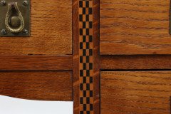 Waring and Gillow. an Arts and Crafts Bow Fronted Kneehole Twin Pedestal Desk - Thumbnail 21
