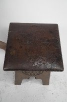 Liberty & Co. an Arts & Crafts Moorish Oak Stool with Embossed Leather Seat - Thumbnail 13