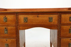 Waring and Gillow. an Arts and Crafts Bow Fronted Kneehole Twin Pedestal Desk - Thumbnail 27