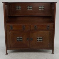 George Montague Ellwood Arts & Crafts Oak Sideboard & 8 Matching Dining Chairs - Thumbnail 2
