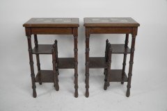Thomas Jeckyll. a Pair of Anglo Japanese Side Tables Inset with Sunflower Tiles. - Thumbnail 2