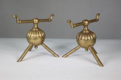 Dr C Dresser Attributed Benham and Froud, a Pair of Brass Fire Dogs - Thumbnail 2