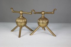 Dr C Dresser Attributed Benham and Froud, a Pair of Brass Fire Dogs - Thumbnail 3