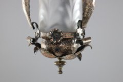 An Arts & Crafts Silver Plated on Copper Lantern with Opaque Ribbed Glass Liner - Thumbnail 7
