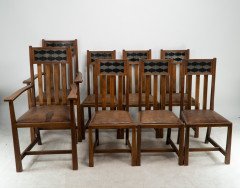 George Montague Ellwood Arts & Crafts Oak Sideboard & 8 Matching Dining Chairs - Thumbnail 16